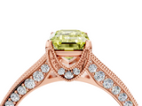 Rose gold Fancy Yellow Emerald  Cut Diamond Pave Band with Four-Prong Setting_24