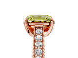 Rose gold Fancy Yellow Emerald  Cut Diamond Pave Band with Four-Prong Setting_25