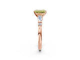 Rose gold Fancy Yellow Emerald  Cut Diamond Ring with Baguette Side Stones, Channel Set Band, and Four-Prong Setting_26