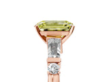 Rose gold Fancy Yellow Emerald  Cut Diamond Ring with Baguette Side Stones, Channel Set Band, and Four-Prong Setting_29