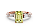 Rose gold Fancy Yellow Emerald  Cut Diamond Ring with Baguette Side Stones, Channel Set Band, and Four-Prong Setting_3