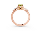 Rose gold Fancy Yellow Emerald  Cut Diamond Ring with Baguette Side Stones, Channel Set Band, and Four-Prong Setting_6