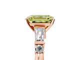 Rose gold Fancy Yellow Emerald  Cut Diamond Ring with Baguette Side Stones, Channel Set Band, and Four-Prong Setting_8