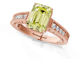 Rose gold Fancy Yellow Emerald Cut Diamond Ring with Milgrain Pavé Band and Four-Prong Setting_21