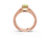 Rose gold Fancy Yellow Emerald Cut Diamond Ring with Milgrain Pavé Band and Four-Prong Setting_23