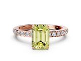 Rose gold Fancy Yellow Emerald  Cut Diamond Ring with Pavé Band and Four-Prong Setting_69