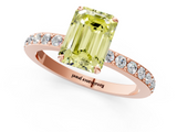 Rose gold Fancy Yellow Emerald  Cut Diamond Ring with Pavé Band and Four-Prong Setting_70