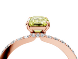 Rose gold Fancy Yellow Emerald  Cut Diamond Ring with Pavé Band and Four-Prong Setting_73