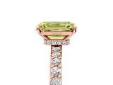 Rose gold Fancy Yellow Emerald  Cut Diamond Ring with Pavé Band and Four-Prong Setting_74