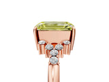 Rose gold Fancy Yellow Emerald Cut Diamond Ring with Side Stones and Four-Prong Setting_117