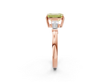 Rose gold Fancy Yellow Emerald  Cut Diamond Ring with Tapered Baguette Side Stones in Four-Prong Setting_5