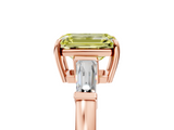Rose gold Fancy Yellow Emerald  Cut Diamond Ring with Tapered Baguette Side Stones in Four-Prong Setting_8