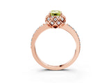 Rose gold Fancy Yellow Emerald Cut Diamond Scalloped Halo Engagement Ring with Round Shared Prong Band_15