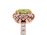 Rose gold Fancy Yellow Emerald Cut Diamond Scalloped Halo Engagement Ring with Round Shared Prong Band_17
