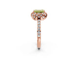 Rose gold Fancy Yellow Emerald Cut Diamond Scalloped Halo Engagement Ring with Round Shared Prong Band_26