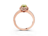 Rose gold Fancy Yellow Emerald Cut Diamond Scalloped Halo Engagement Ring with Round Shared Prong Band_27