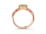 Rose gold Fancy Yellow Emerald Cut Diamond Scattered Round Accent Ring with Prong Setting_15