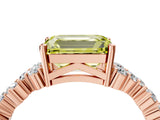 Rose gold Fancy Yellow Emerald Cut Diamond Scattered Round Accent Ring with Prong Setting_16