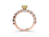 Rose gold Fancy Yellow Emerald Cut Diamond Side Stone Engagement Ring with Four-Prong Setting_30