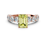 Rose gold Fancy Yellow Emerald Cut Diamond Side Stone Engagement Ring with Four-Prong Setting_36