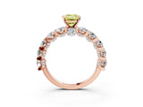 Rose gold Fancy Yellow Emerald Cut Diamond Side Stone Engagement Ring with Four-Prong Setting_39