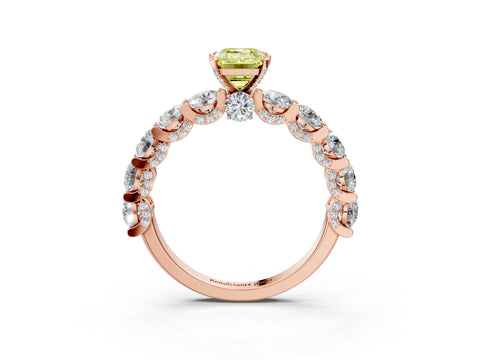 Rose gold Fancy Yellow Emerald Cut Diamond Side Stone Engagement Ring with Four-Prong Setting_39