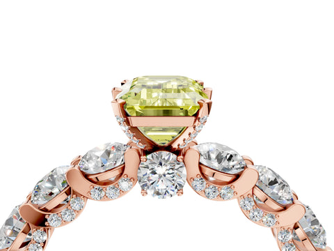 Rose gold Fancy Yellow Emerald Cut Diamond Side Stone Engagement Ring with Four-Prong Setting_40