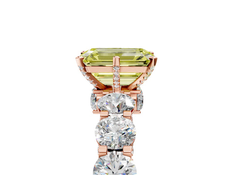 Rose gold Fancy Yellow Emerald Cut Diamond Side Stone Engagement Ring with Four-Prong Setting_41