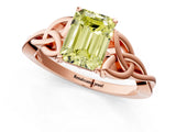 Rose gold Fancy Yellow Emerald Cut Diamond Solitaire Celtic Knot Ring with Four-Prong Setting_60