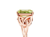 Rose gold Fancy Yellow Emerald Cut Diamond Solitaire Celtic Knot Ring with Four-Prong Setting_64