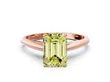 Rose gold Fancy Yellow Emerald Cut Diamond Solitaire Engagement Ring with Cathedral Setting and Four-Prong Mount_131