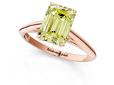 Rose gold Fancy Yellow Emerald Cut Diamond Solitaire Engagement Ring with Cathedral Setting and Four-Prong Mount_132