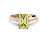 Rose gold Fancy Yellow Emerald Cut Diamond Solitaire Engagement Ring with Cathedral Setting and Four-Prong Mount_24