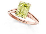 Rose gold Fancy Yellow Emerald Cut Diamond Solitaire Engagement Ring with Cathedral Setting and Four-Prong Mount_25