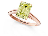 Rose gold Fancy Yellow Emerald Cut Diamond Solitaire Engagement Ring with Cathedral Setting and Four-Prong Mount_79