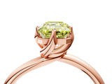 Rose gold Fancy Yellow Emerald Cut Diamond Solitaire Engagement Ring with Four-Prong Setting and Classic Band_23