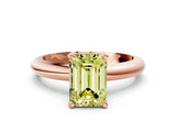 Rose gold Fancy Yellow Emerald Cut Diamond Solitaire Engagement Ring with Round Band and Four-Prong Setting_156
