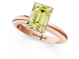 Rose gold Fancy Yellow Emerald Cut Diamond Solitaire Engagement Ring with Round Band and Four-Prong Setting_157