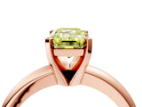 Rose gold Fancy Yellow Emerald Cut Diamond Solitaire Engagement Ring with Round Band and Four-Prong Setting_160