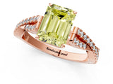 Rose gold Fancy Yellow Emerald Cut Diamond Solitaire Engagement Ring with Twisted Pavé Band and Four-Prong Setting_45
