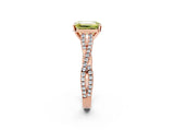 Rose gold Fancy Yellow Emerald Cut Diamond Solitaire Engagement Ring with Twisted Pavé Band and Four-Prong Setting_46
