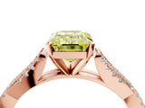 Rose gold Fancy Yellow Emerald Cut Diamond Solitaire Engagement Ring with Twisted Pavé Band and Four-Prong Setting_48