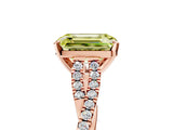 Rose gold Fancy Yellow Emerald Cut Diamond Solitaire Engagement Ring with Twisted Pavé Band and Four-Prong Setting_49
