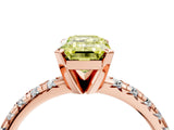 Rose gold Fancy Yellow Emerald Cut Diamond Solitaire Pavé Engagement Ring with Round Band and Prong Setting_53