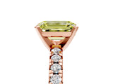 Rose gold Fancy Yellow Emerald Cut Diamond Solitaire Pavé Engagement Ring with Round Band and Prong Setting_54