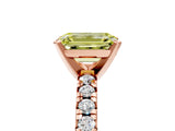 Rose gold Fancy Yellow Emerald Cut Diamond Solitaire Pavé Engagement Ring with Round Band and Prong Setting_60