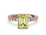 Rose gold Fancy Yellow Emerald Cut Diamond Solitaire Pavé Engagement Ring with Round Band and Prong Setting_67