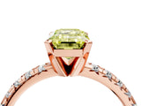 Rose gold Fancy Yellow Emerald Cut Diamond Solitaire Pavé Engagement Ring with Round Band and Prong Setting_71
