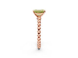 Rose gold Fancy Yellow Emerald Cut Diamond Solitaire Ring with Beaded Band and Prong Setting_307