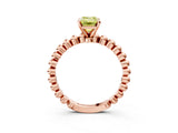 Rose gold Fancy Yellow Emerald Cut Diamond Solitaire Ring with Beaded Band and Prong Setting_308